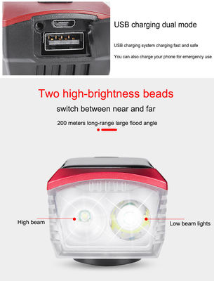 چراغ جلو آبی خورشیدی و شارژ USB 2000mAh برای دوچرخه سواری جاده ای