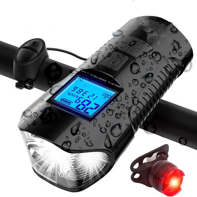 شارژ USB سیاه دوچرخه چراغ جلو چراغ فلش لوله دوچرخه سواری سر نور سرعت سنج صفحه LCD
